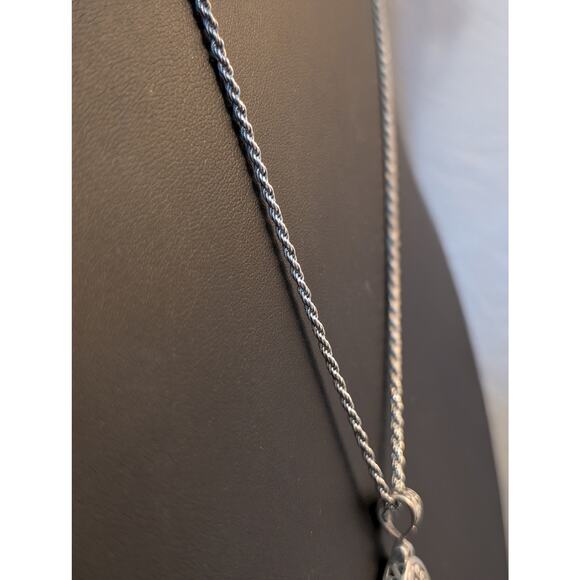 VTG 925 Sterling Silver Filigree Abalone Shell Pendant Rope 24" Chain Necklace - Picture 6 of 9